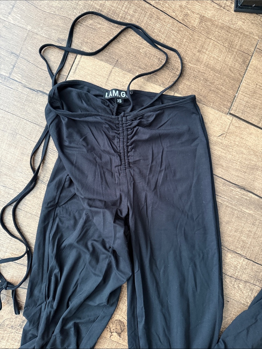 I.AM.GIA Black halo Wide Leg Ruched Front pants